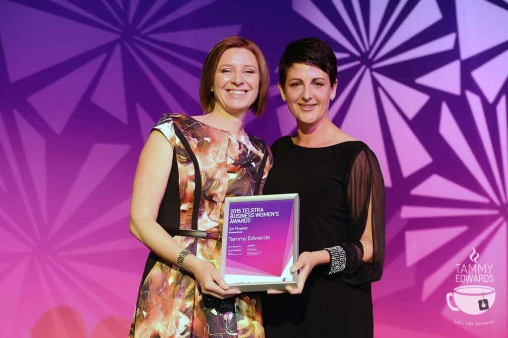 Tammy Edwards on stage at the Telstra Business Women’s Awards